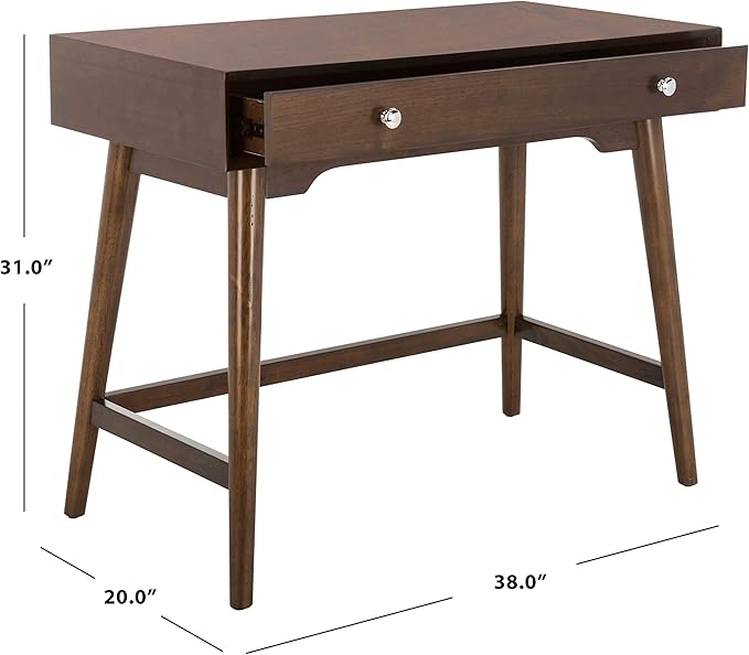 Safavieh Home Office Isadora Mid-Century Modern Walnut 1-drawer Desk - LeafyLoom