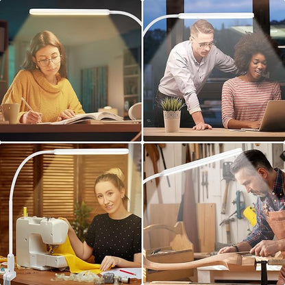 LED Desk Lamp with Clamp, Super Bright Desk Light with 11 Brightness, 5 Color Modes, Flexible Gooseneck Clip on Table Light, Eye-Caring Architect Task Desk Lamps for Home Office Study Reading - LeafyLoom