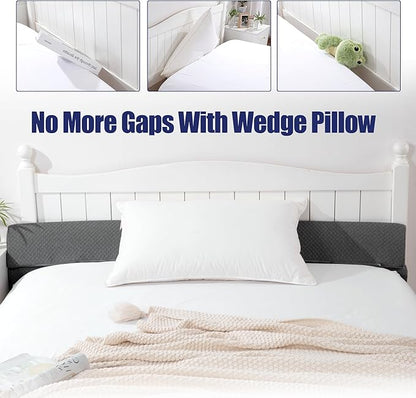 HOMBYS Wedge Pillow Headboard for Bed Gap,Foldable Bed Wedge Gap Filler Queen Size,Matterss Gap Filler,Multi Functional Bed Crack Pillow, Fill The Gap (0-7") Between Your Headboard and Mattress,Grey - LeafyLoom