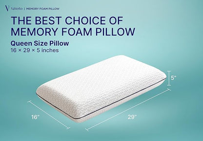 Gel Memory Foam Pillow 2 Pack - Queen Size - Ventilated, Bed Pillows with Viscose Made from Bamboo Pillow Cover,Cooling, Contoured Support - LeafyLoom