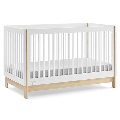 GAP babyGap Tate 4-in-1 Convertible Crib - Greenguard Gold Certified, Bianca White/Natural - LeafyLoom