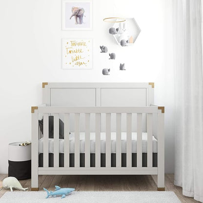 Baby Relax Miles 5-in-1 Convertible Crib for Nursery, Soft Gray - LeafyLoom