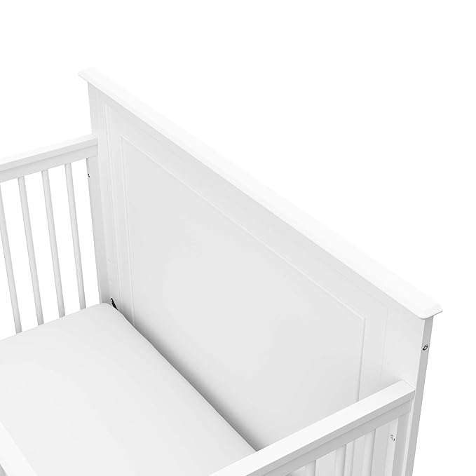 Storkcraft Solstice 5-In-1 Convertible Crib (White) – GREENGUARD Gold Certified, Converts to Toddler Bed and Full-Size Bed, Fits Standard Full-Size Crib Mattress, Adjustable Mattress Support Base - LeafyLoom