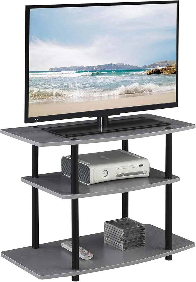 Convenience Concepts Designs2Go 3-Tier TV Stand, 31.5", Gray/Black - LeafyLoom