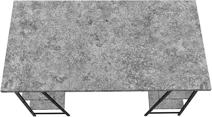 Monarch Specialties 7526 Computer Desk, Home Office, Laptop, Storage Shelves, 48" L, Work, Metal, Laminate, Black, Contemporary, Modern Desk-48 L Grey Stone-Look, 47.25" L x 23.75" W x 30" H - LeafyLoom