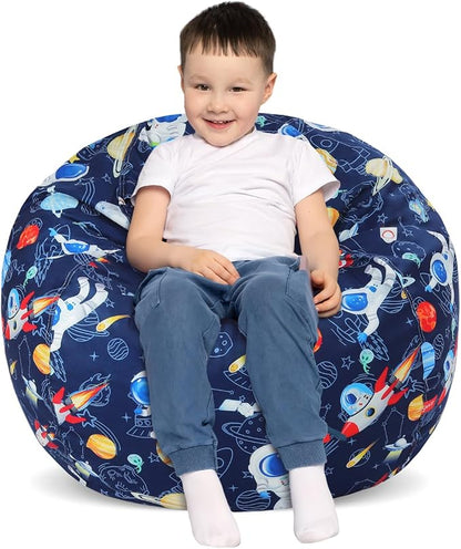 Bean Bag Chair for Kids Stuffed Animal Storage Beanbag Chairs,Toddler Toy Storage Organizer for Girls and Boys,Large 32'' Cover Only（No Filling) - LeafyLoom