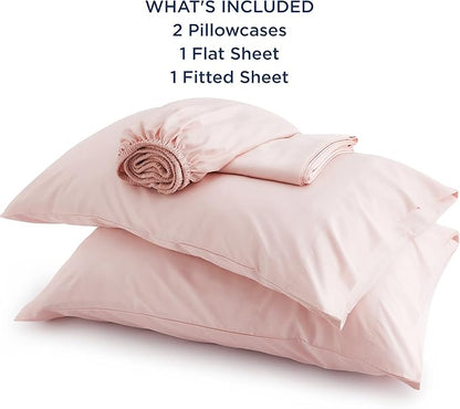 Bedsure Full Size Sheets, Cooling Sheets Full, Rayon Derived from Bamboo, Deep Pocket Up to 16", Breathable & Soft Bed Sheets, Hotel Luxury Silky Bedding Sheets & Pillowcases, Pink - LeafyLoom