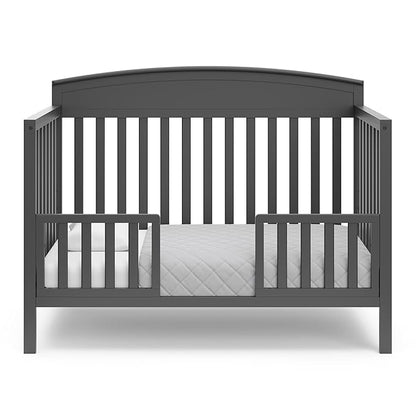 Graco Benton 5-in-1 Convertible Crib (Gray) – GREENGUARD Gold Certified, Converts from Baby Crib to Toddler Bed, Daybed and Full-Size Bed, Fits Standard Full-Size Crib Mattress - LeafyLoom