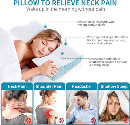 Memory Foam Pillows Neck Pillow Bed Pillow for Sleeping Ergonomic Cervical Contour Pillow for Side Back Stomach Sleeper for Neck and Shoulder Pain - LeafyLoom