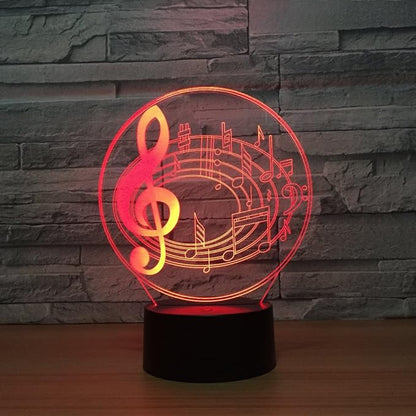 Music Note Shaped 3D Optical Illusion Lamp 7 Colors Change Timing Remote Control and Touch Button LED Table Desk Lamp for Home Bedroom Decoration - LeafyLoom