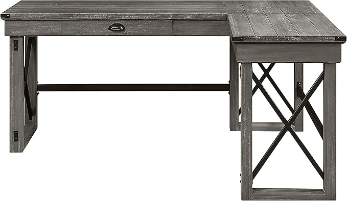 NicBex Laik-DW-00060-DX Desks, 67" W x 55" D x 30" H, Gray - LeafyLoom