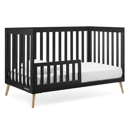 Delta Children Essex 4-in-1 Convertible Baby Crib, Ebony with Natural Legs - LeafyLoom