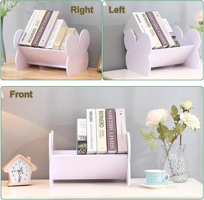 Kids Bookshelf, Small Desktop Bookshelf, Tilted Mini Bookshelf for Desk, V-Shaped Tabletop Bookshelf, Book Shelf for Books Magazine CD - LeafyLoom