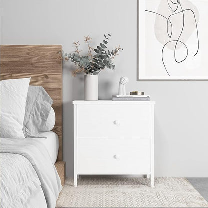 BOLUO White Nightstands Set of 2, 2 Drawer Dresser for Bedroom Night Stand Small Dresser End Table with Drawers Modern - LeafyLoom