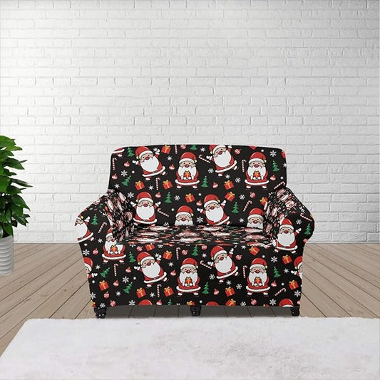 FKELYI Christmas Decorations Indoor Easy Going Stretch Sofa Slipcover Santa Claus Sofa Couch Cover Comfortable Furniture Protector S FKELYI