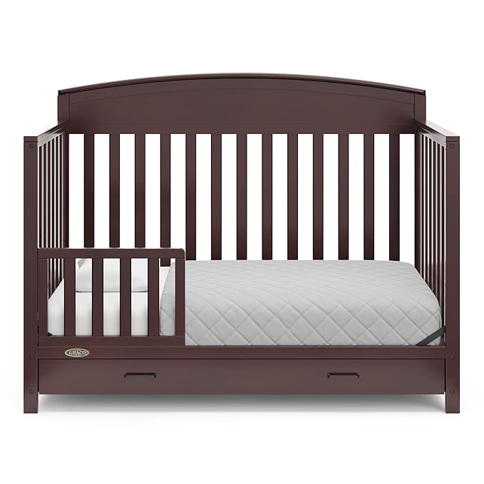 Graco Benton 5-in-1 Convertible Crib with Drawer (Espresso) - Converts from Baby Crib to Toddler Bed, Daybed and Full-Size Bed, Fits Standard Full-Size Crib Mattress, Adjustable Mattress Support Base - LeafyLoom