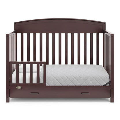 Graco Benton 5-in-1 Convertible Crib with Drawer (Espresso) - Converts from Baby Crib to Toddler Bed, Daybed and Full-Size Bed, Fits Standard Full-Size Crib Mattress, Adjustable Mattress Support Base - LeafyLoom