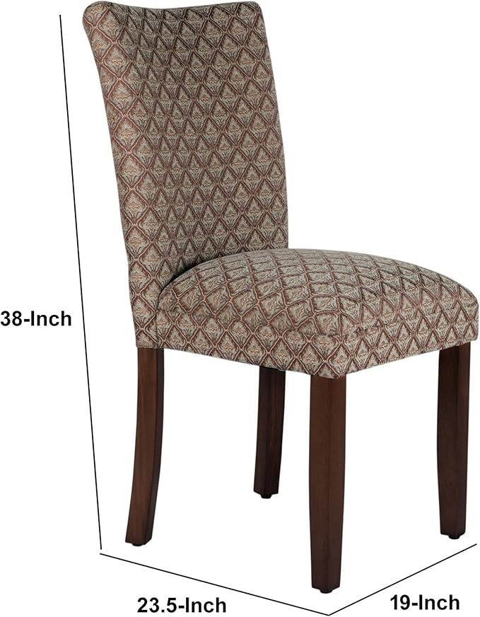 Homepop Home Decor |K1136-F662 | Classic Upholstered Parsons Dining Chair | Single Accent Dining Chair, Blue & Brown Damask - LeafyLoom