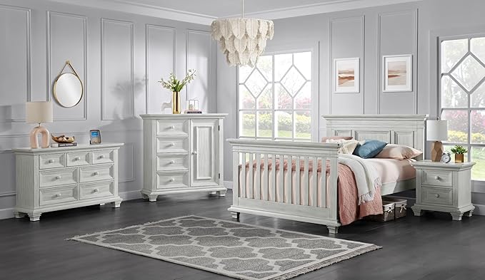 Oxford Baby Weston Crib to Full-Size Bed Conversion Kit, Vintage White, GreenGuard Gold Certified - LeafyLoom