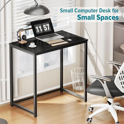 SINPAID Small Computer Desk 31.5 inches Desk for Small Spaces Sturdy Home Office Desk Modern Gaming Desk Study Writing Laptop Table, Black Desk - LeafyLoom