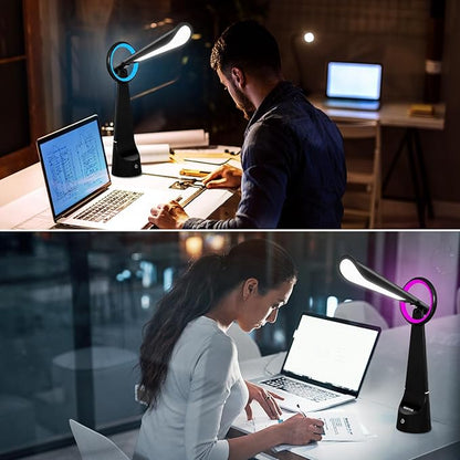 Upgraded LED Desk Lamp Also A Night Light with 7 Colours Change, Eye-Caring Table Lamp with USB Charging Port Suitable for Table Bedroom Bedside Office Study,8W (Black) - LeafyLoom