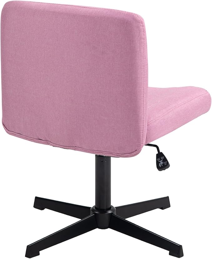 Panana Office Chair Fabric Padded Seat Armless Desk Chair Swivel Computer Task Chair Mid-Back No Wheels Accent Chair (Pink) - LeafyLoom