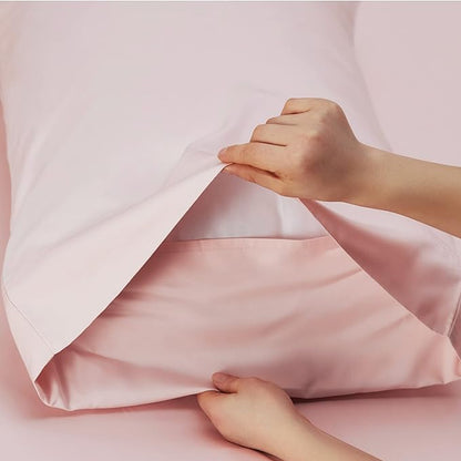 Bedsure Full Size Sheets, Cooling Sheets Full, Rayon Derived from Bamboo, Deep Pocket Up to 16", Breathable & Soft Bed Sheets, Hotel Luxury Silky Bedding Sheets & Pillowcases, Pink - LeafyLoom