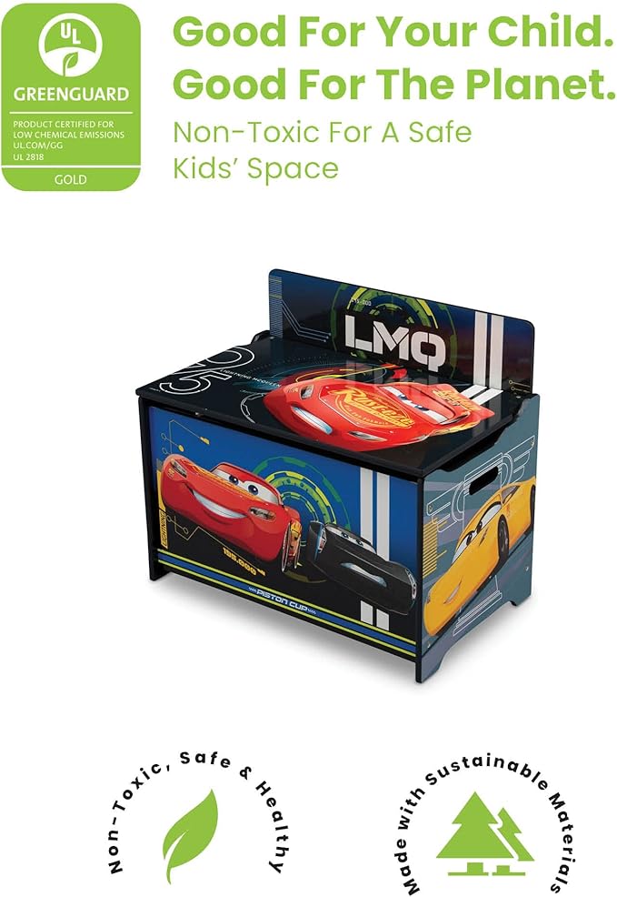 Delta Children Deluxe Toy Box, Disney/Pixar Cars - LeafyLoom