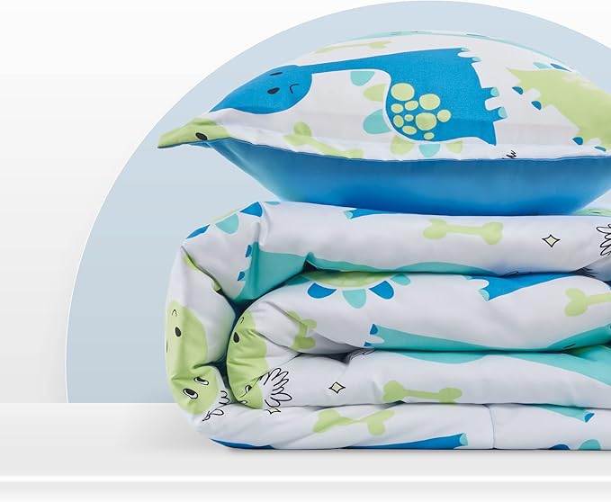 SLEEP ZONE Kids Bedding Twin Comforter Set - Cute Printed for Boys, Girls, Teens, Super Soft, Fade Resistant, Cute Dino, Twin - LeafyLoom