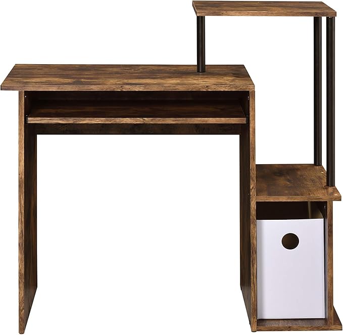 Acme Lyphre Wooden Top Computer Desk in Weathered Oak and Black - LeafyLoom