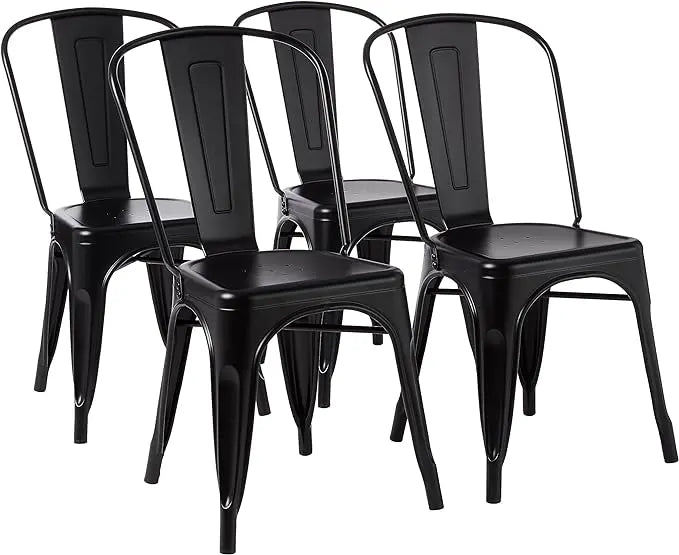 Amazon Basics 33DC01S4-BK Chair, 4 Pack, 20.1"D x 17.1"W x 33.5"H, Matte Black - LeafyLoom