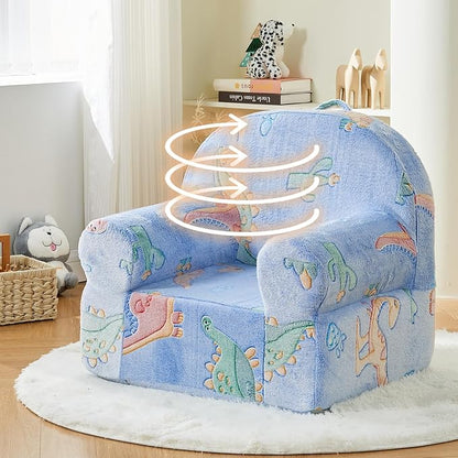 Toddler Chair Kids Plush Chair Kids Sofa Sherpa Kids Chairs, Toddler Couch Bean Bag Chairs for Kids Gaming Chair for Kids Glow in The Dark, Dinosaur - LeafyLoom