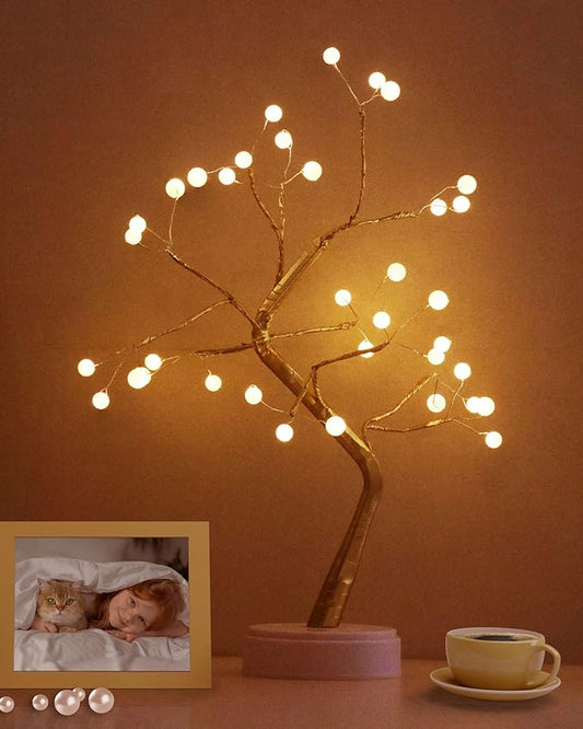 OTAVILEM Bonsai Tree Light for Room Decor, Aesthetic Pearl Tree Lamps for Living Room, Cute Night Light for House Decor, Good Ideas for Gifts, Home Decorations, Weddings, Christmas, Holidays - LeafyLoom