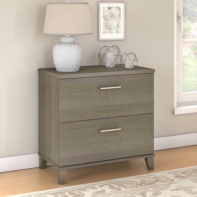 Bush Somerset Lateral File Cabinet, Ash Gray (WC81680) - LeafyLoom