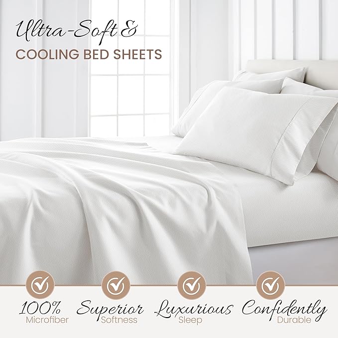 Linen Market 4 Piece California King Bedding Sheet Set (Gray Stippled) - Sleep Better Than Ever with These Ultra-Soft & Cooling Bed Sheets for Your Cal King Size Bed - Deep Pocket Fits 16" Mattress - LeafyLoom