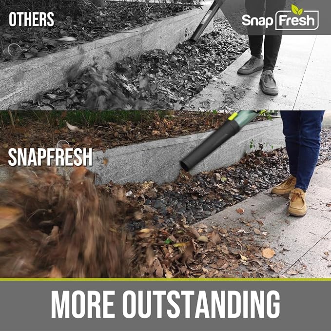 SnapFresh Cordless Leaf Blower - 550CFM Brushless Electric Leaf Blower with 2 x 4.0 Ah Battery and Fast Charger - Lightweight 20V Yard and Garden Blower for Lawn Care… - LeafyLoom