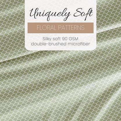 Linen Market 4 Piece Full Bedding Sheet Set (Sage Scallops) - Sleep Better Than Ever with These Ultra-Soft & Cooling Bed Sheets for Your Full Size Bed - Deep Pocket Fits 16" Mattress - LeafyLoom