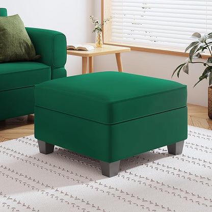 Square Modular Storage Ottoman for Modular Sectional Sofa Seat Cube Footrest Coffee Table, Green - LeafyLoom