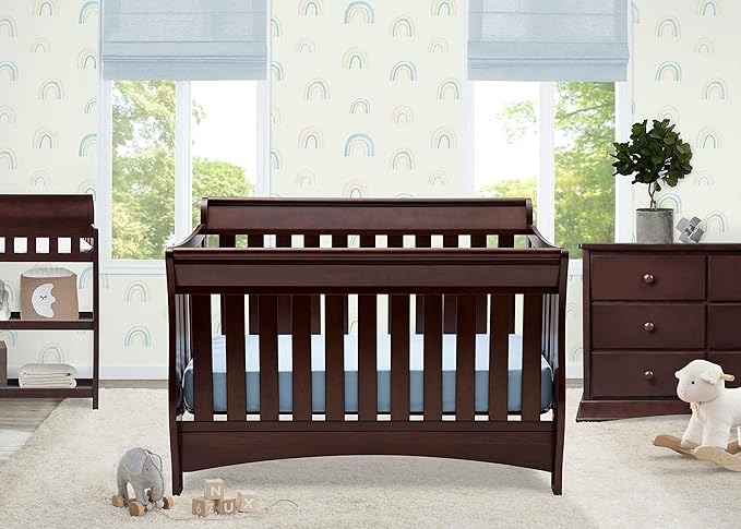 Delta Children Bentley S Series 4-in-1 Convertible Baby Crib, Chocolate - LeafyLoom