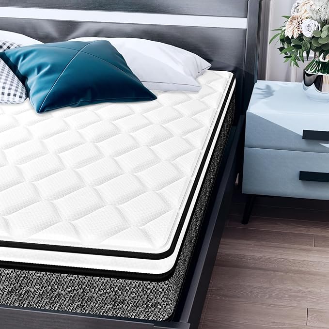 Twin Mattress 12 Inch - Hybrid Design with Individual Pocket Springs, Firm Memory Foam, Breathable Cover - Medium Firm Comfort for Refreshing Sleep 75"x39"x12" - LeafyLoom