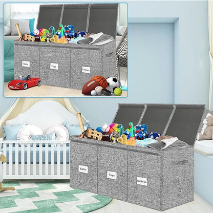 Extra Large 3 in 1 Storage Box, 150L, Grey, Polyester Blend, Waterproof, for Kids Room, Arts & Crafts, 39.4x14.0x16.0 inches - LeafyLoom