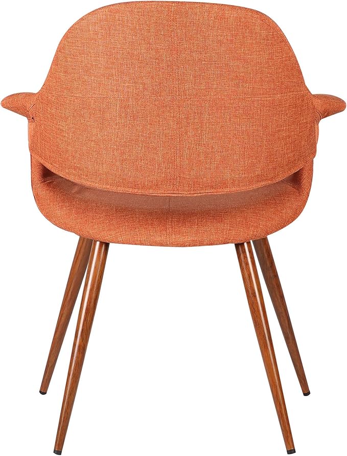 Armen Living Phoebe Mid-Century Modern Fabric Upholstered Dining Chair for Kitchen Table Office Desk Vanity, 24D x 25W x 33H Inch, Orange - LeafyLoom