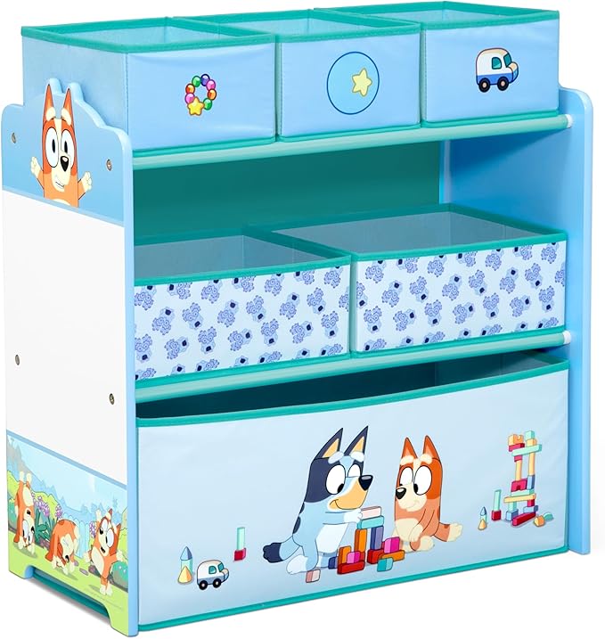 Delta Children - Bluey Design & Store 6 Bin Toy Storage Organizer - Greenguard Gold Certified, Blue - LeafyLoom