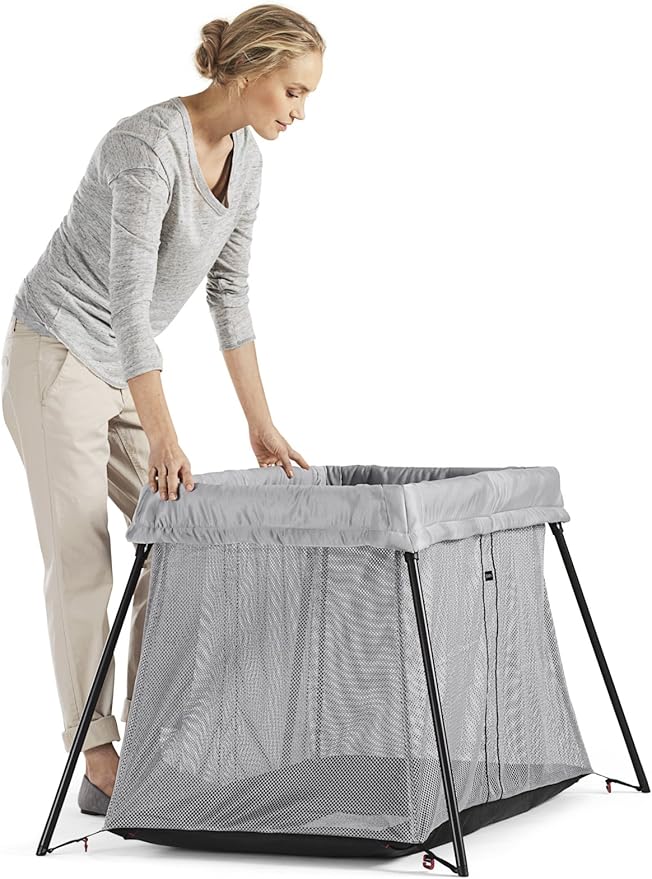 BabyBjörn Travel Crib Light, Silver, One size - LeafyLoom