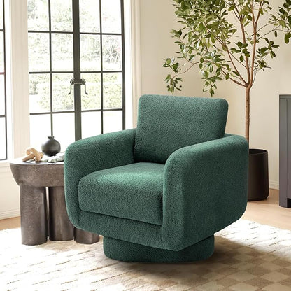 COLAMY Swivel Accent Chairs Set of 2, 32Inches Wide Upholstered Armchair with Plush Back Pillow for Living Room, Modern Sofa Corner Chair for Nursery/Living Room/Bedroom-Green - LeafyLoom