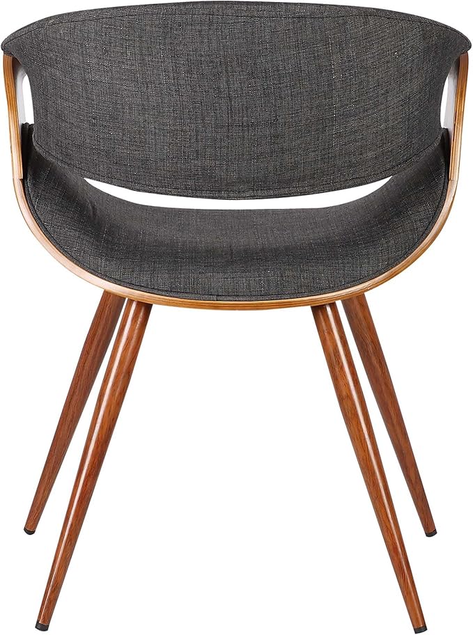 Armen Living Butterfly Dining Chair in Charcoal Fabric and Walnut Wood Finish 22D x 21W x 29H in - LeafyLoom