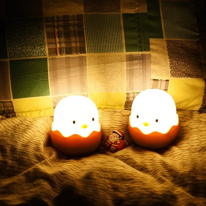 Kids Night Light, Cute Creative Egg Shell Baby Night Light with Touch Sensor, Nursery Night Lights, Kawaii Desk Accessories, Room Decor for Boys Girls Kids Gifts - LeafyLoom