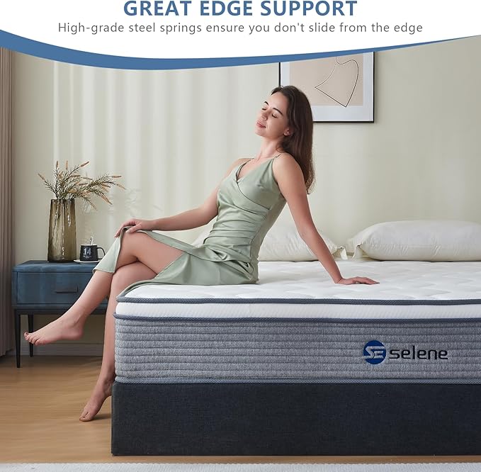 Full Size Mattress, 12 Inch Mattress Full with Pocket Spring and Memory Foam for Pressure Relief, Motion Isolation, Edge Support, Medium Firm Mattress in a Box, CertiPUR-US, Grey - LeafyLoom