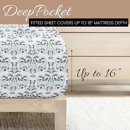 Linen Market 4 Piece California King Bedding Sheet Set (Navy Blue) - Sleep Better Than Ever with These Ultra-Soft Cooling Bed Sheets for Your California King Size Bed - Deep Pocket Fits 16" Mattress - LeafyLoom