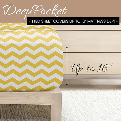 Linen Market 4 Piece Full Bedding Sheet Set (Yellow Arrow) - Sleep Better Than Ever with These Ultra-Soft & Cooling Bed Sheets for Your Full Size Bed - Deep Pocket Fits 16" Mattress - LeafyLoom